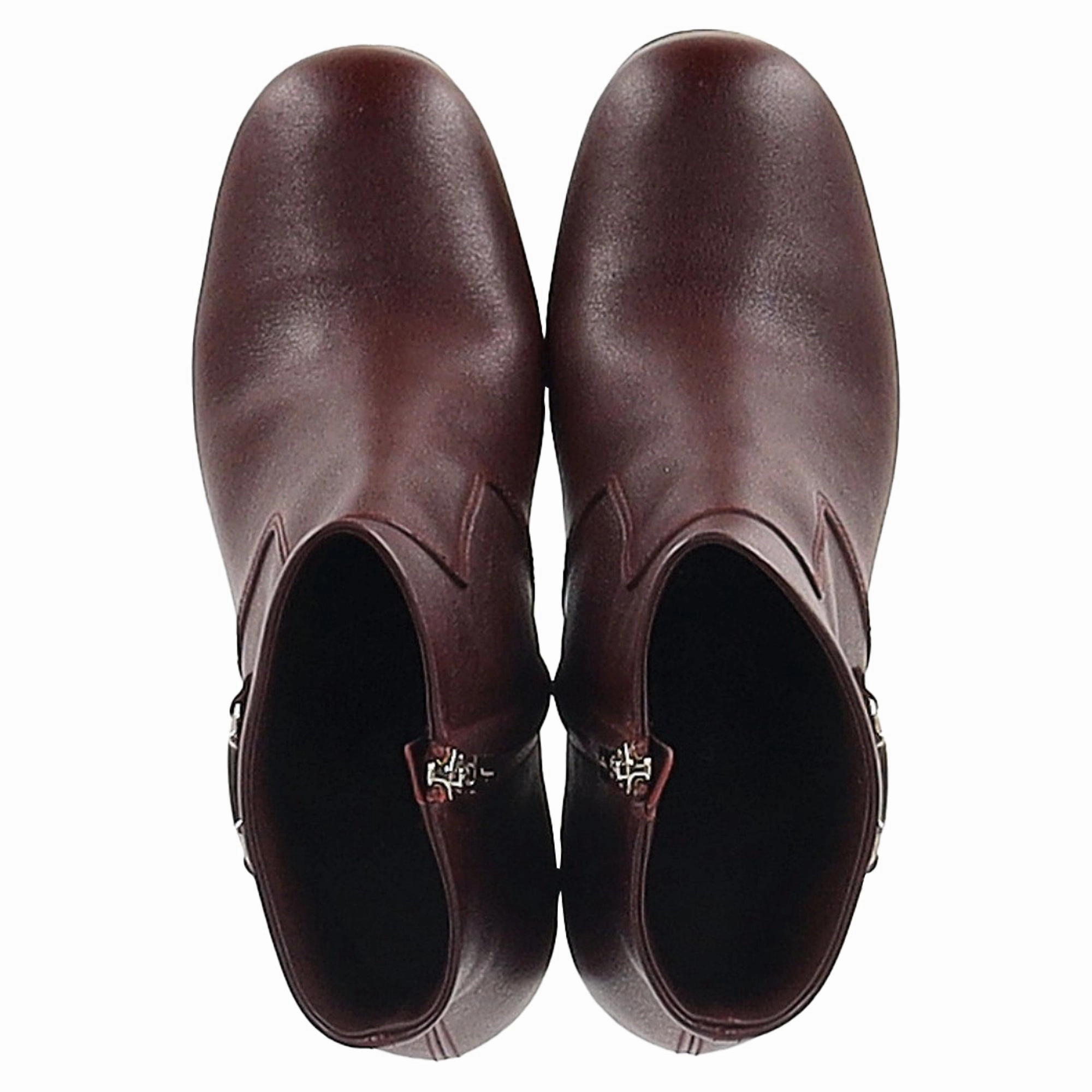 Ferragamo Otello Buckle-Detail Ankle Boots in Burgundy Leather