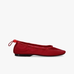 Gill Mesh Red Leather Ballet Flats