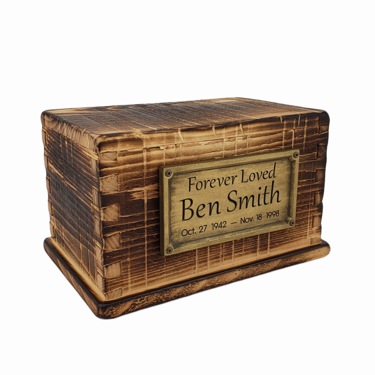 Handcrafted Vintage Wood Dovetailed Urn in Rustic Flame Finish