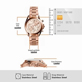 Michael Kors MK5799 Women's Bradshaw Mini Rose Gold-Tone Chronograph Watch