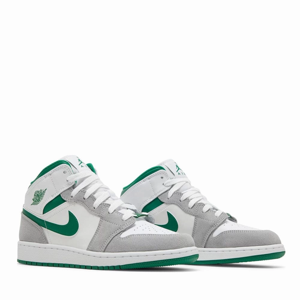 NIKE AIR JORDAN1 MID SE PINE GREEN GREY GS (NEW) NEW