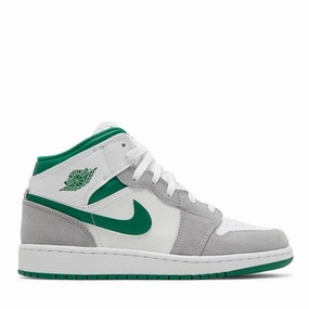NIKE AIR JORDAN1 MID SE PINE GREEN GREY GS (NEW) NEW