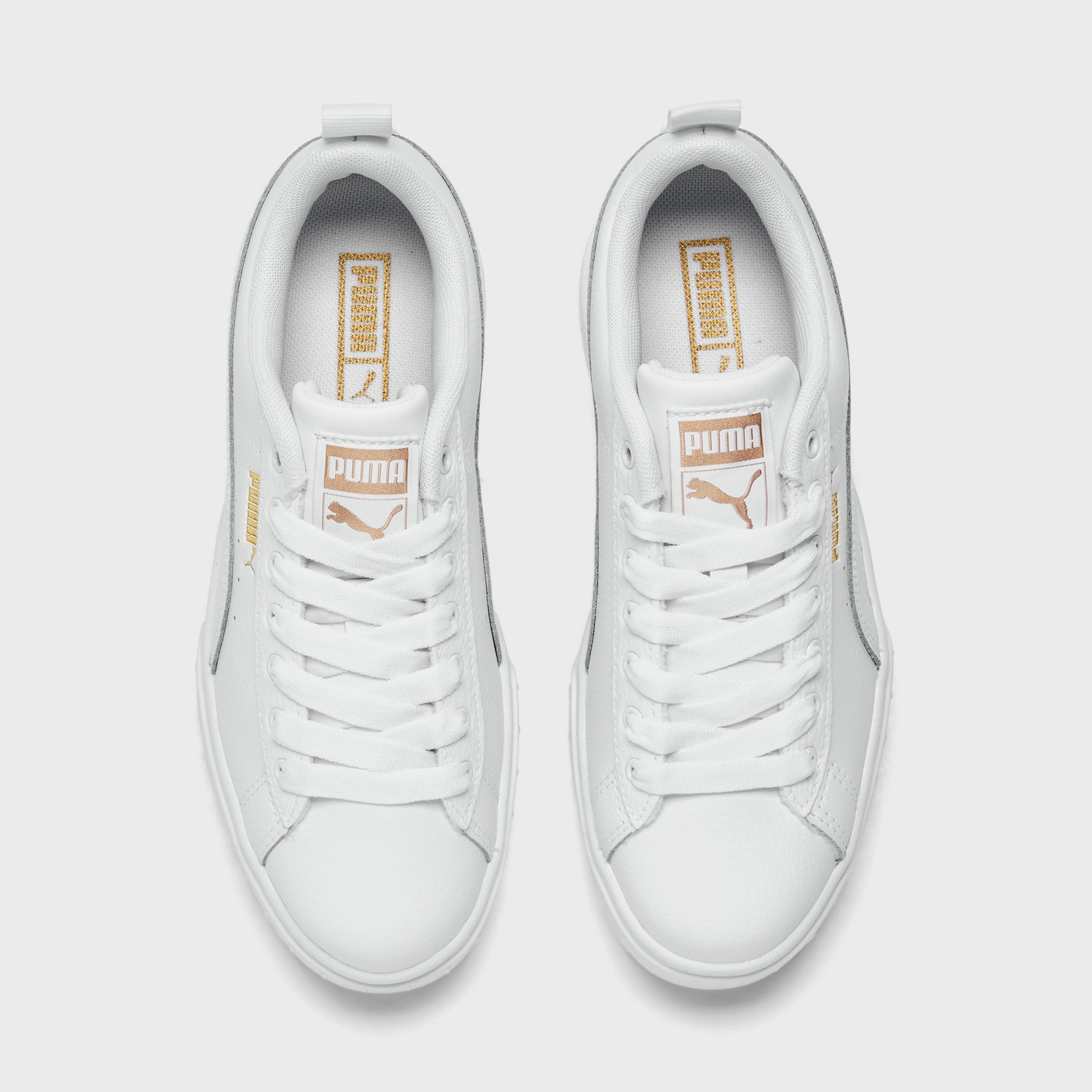 Puma Juniors' Mayze Leather Puma White / Puma Team Gold