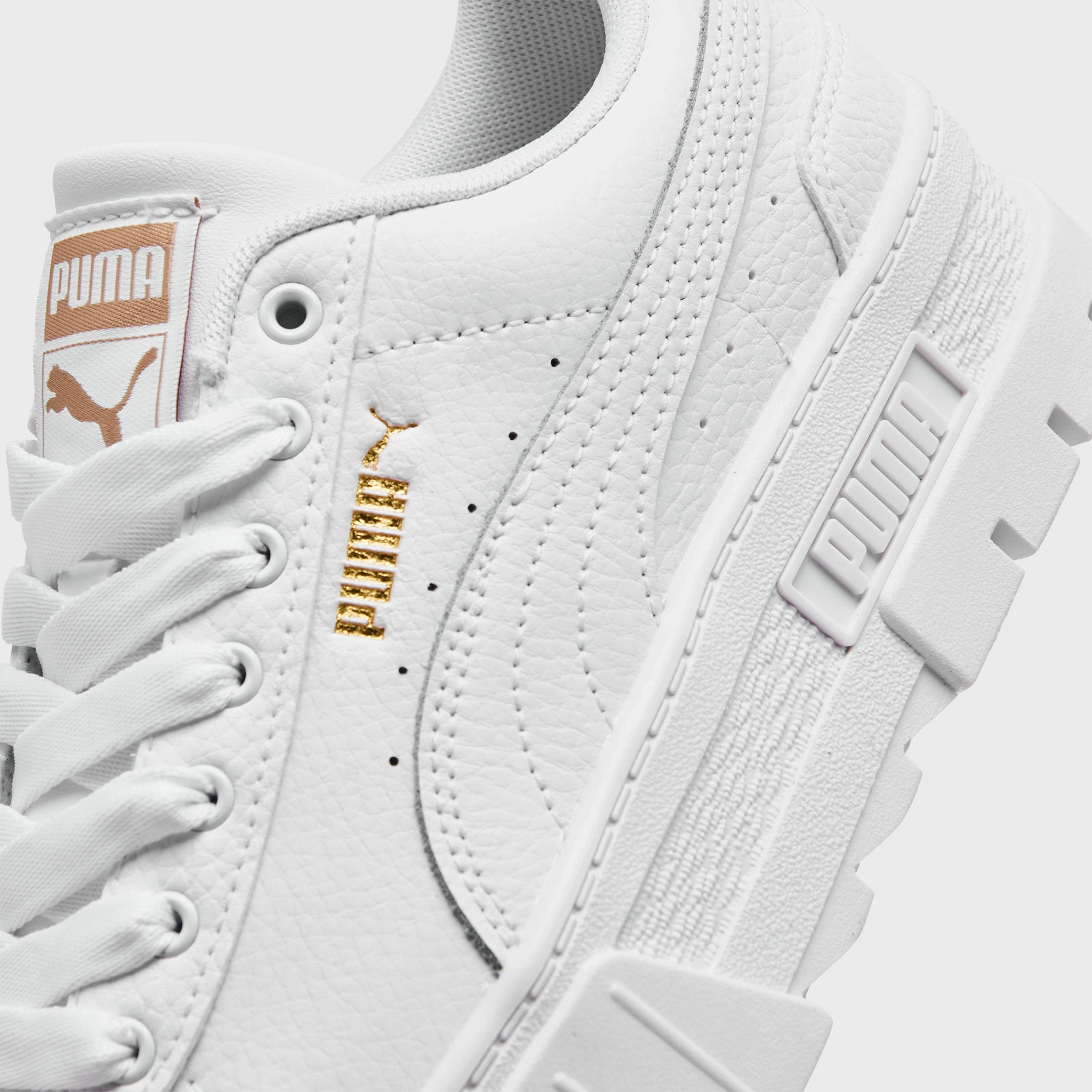 Puma Juniors' Mayze Leather Puma White / Puma Team Gold