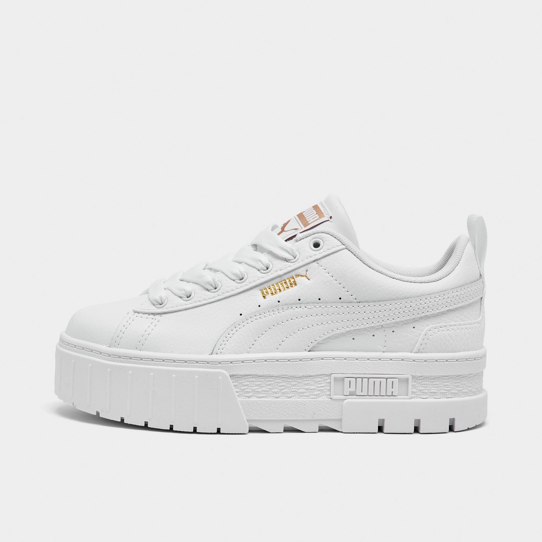 Puma Juniors' Mayze Leather Puma White / Puma Team Gold
