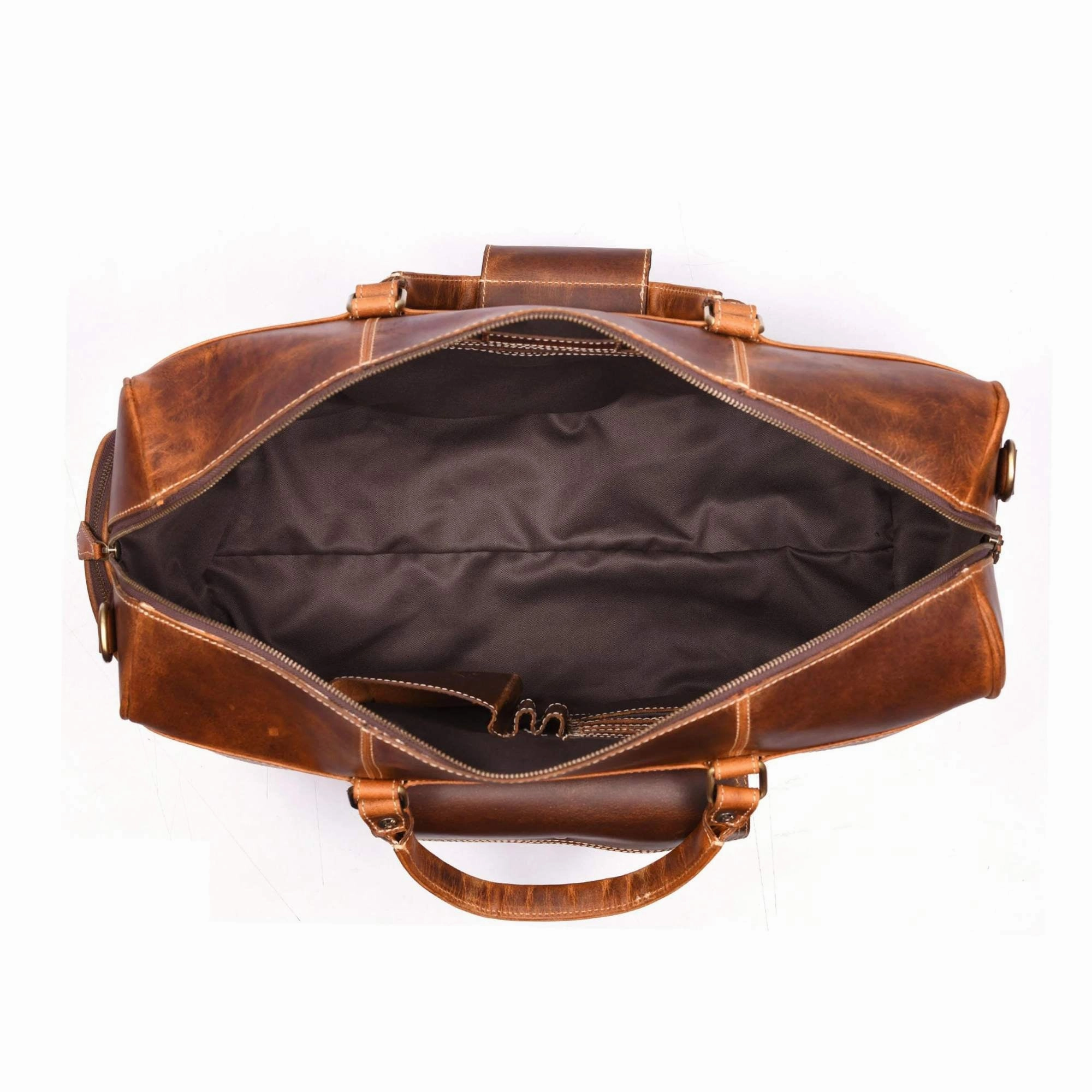 The Voyager Duffle - Cognac Full-Grain Distressed Leather Duffle Bag